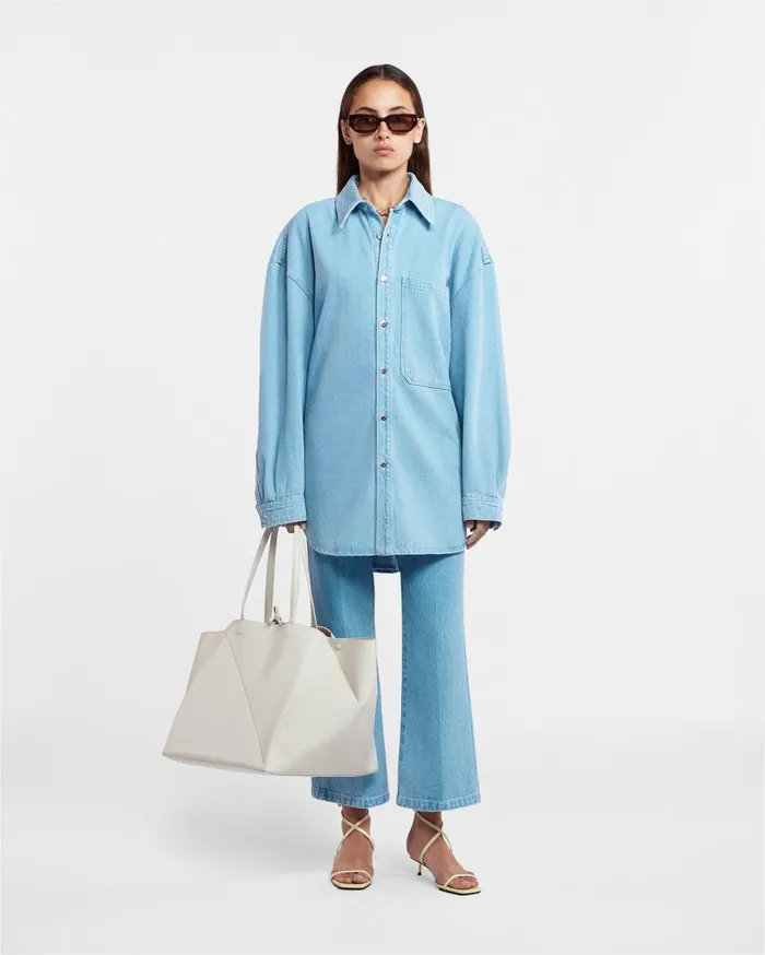 Aarna Denim Shirt Eco Light Wash Women Nanushka Tops