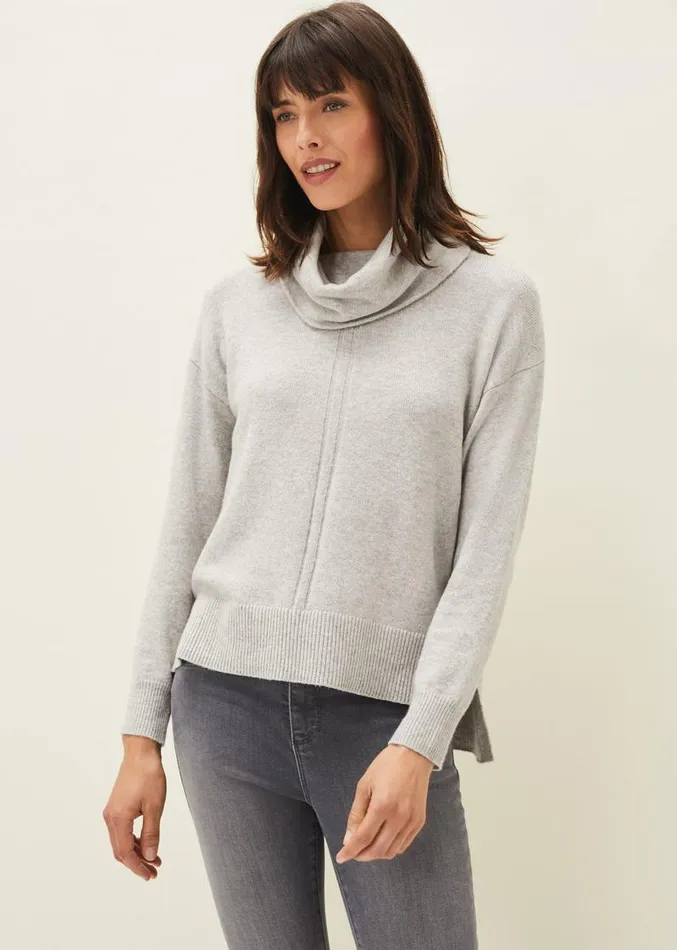 Abella Cowl Neck Jumper Grey Women Phase Eight Knitwear