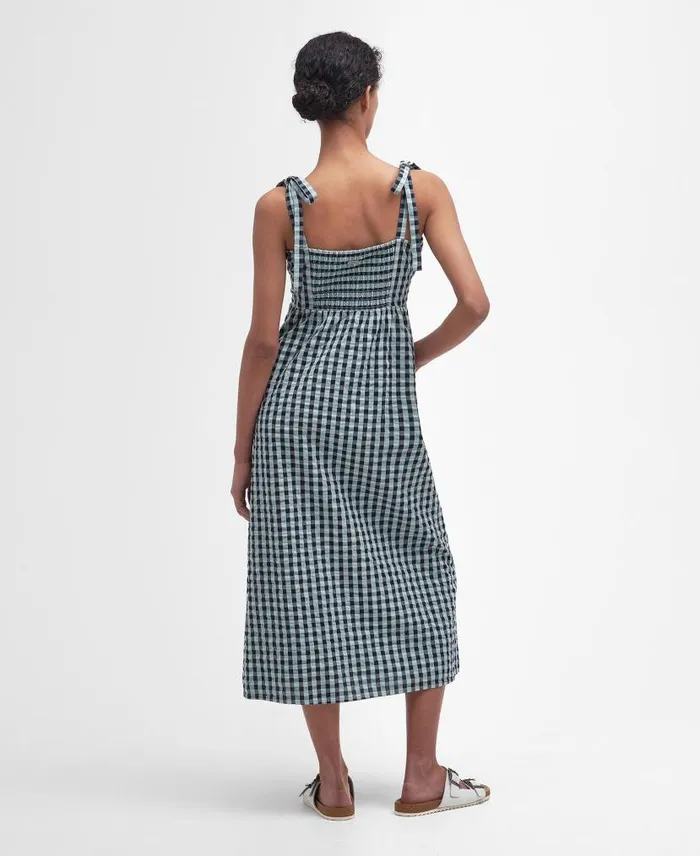 Abigail Gingham Midi Dress Blue Haze Gingham Women Barbour Dresses and Skirts