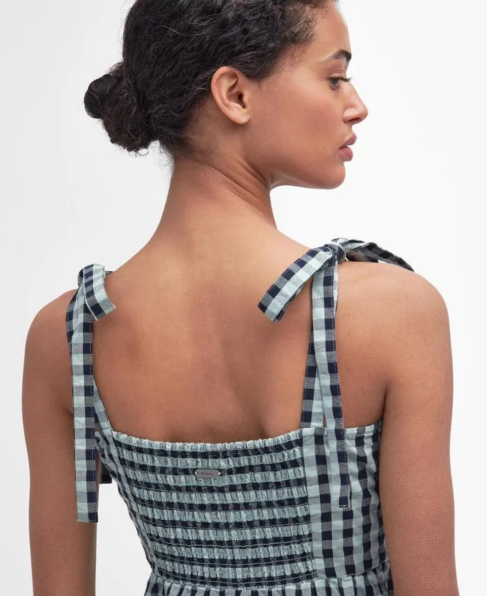 Abigail Gingham Midi Dress Blue Haze Gingham Women Barbour Dresses and Skirts