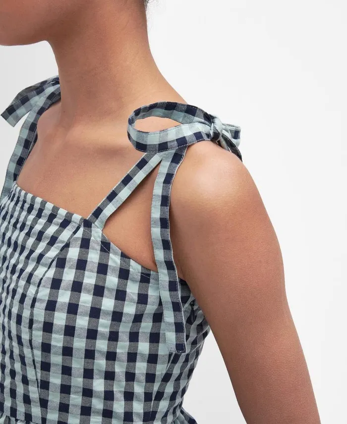 Abigail Gingham Midi Dress Blue Haze Gingham Women Barbour Dresses and Skirts