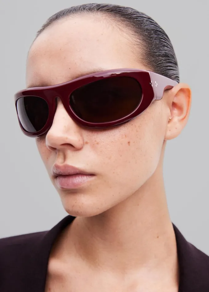 Accessories WomenMen The Frankie Shop Port Tanger Safaa Sunglasses 8211 Burgundy AcetateTobacco Lens