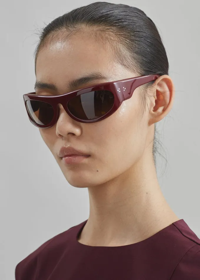 Accessories WomenMen The Frankie Shop Port Tanger Safaa Sunglasses 8211 Burgundy AcetateTobacco Lens