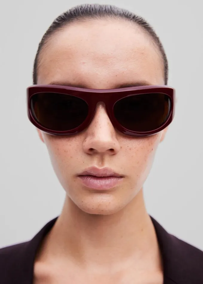 Accessories WomenMen The Frankie Shop Port Tanger Safaa Sunglasses 8211 Burgundy AcetateTobacco Lens