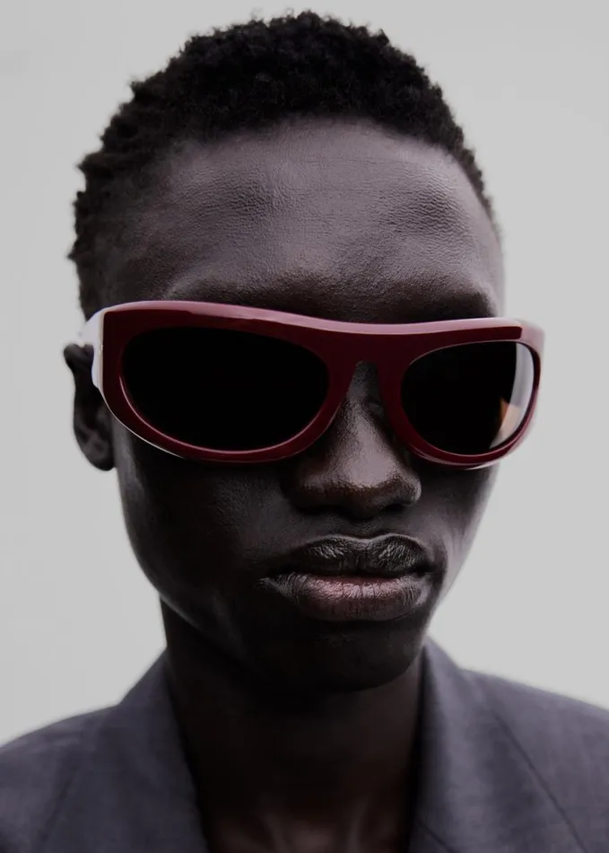 Accessories WomenMen The Frankie Shop Port Tanger Safaa Sunglasses 8211 Burgundy AcetateTobacco Lens