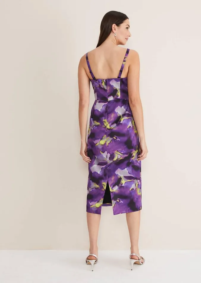 Adelita Abstract Print Dress Purple Multi Women Phase Eight Dresses