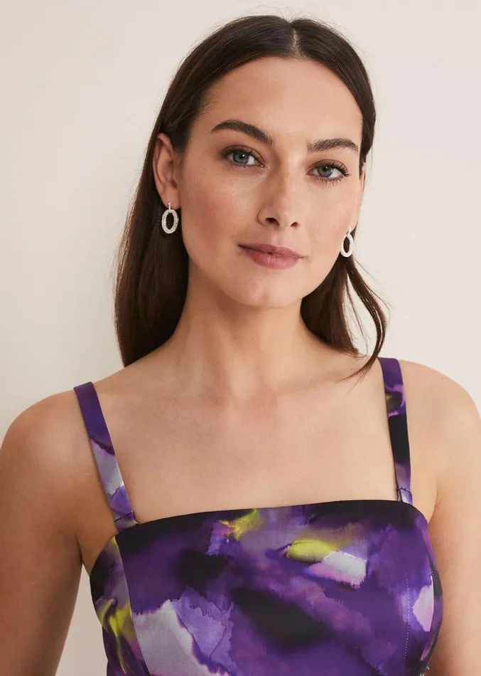 Adelita Abstract Print Dress Purple Multi Women Phase Eight Dresses