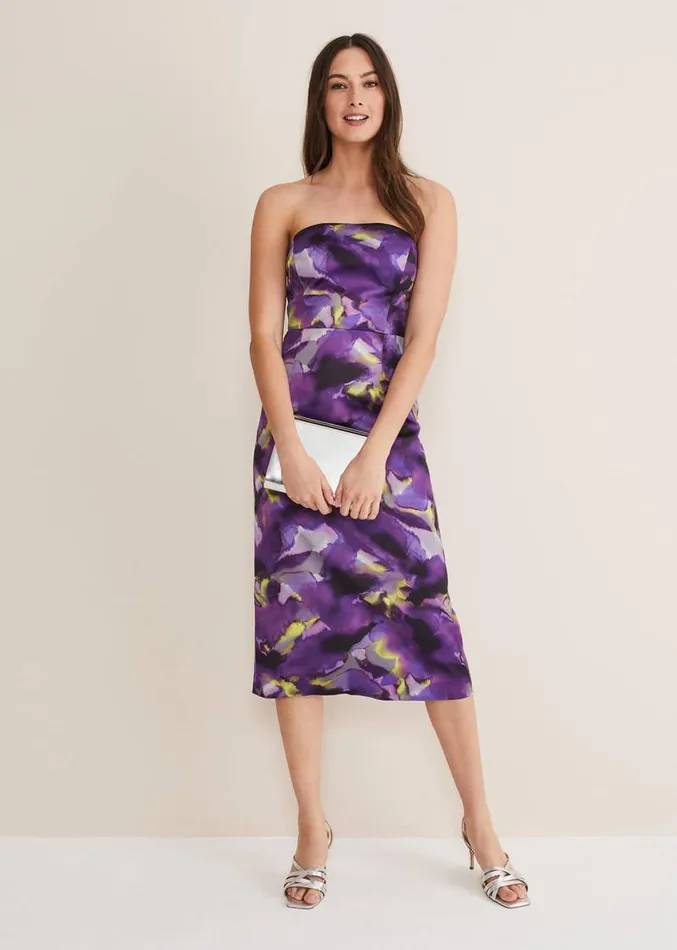 Adelita Abstract Print Dress Purple Multi Women Phase Eight Dresses