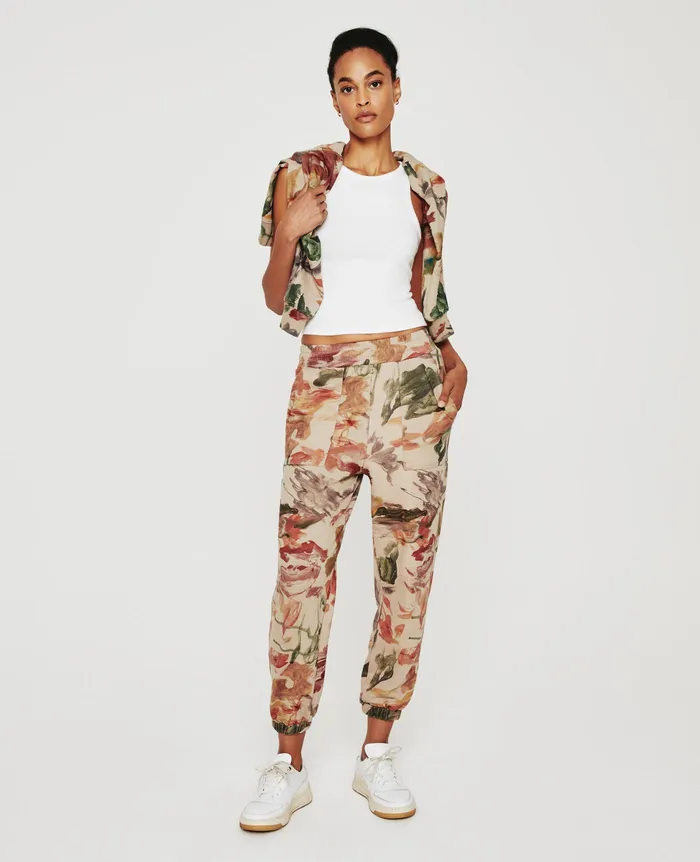 AG Jeans Pants Women Nova Sweatpant GARDEN CAMO NEUTRAL MULTI
