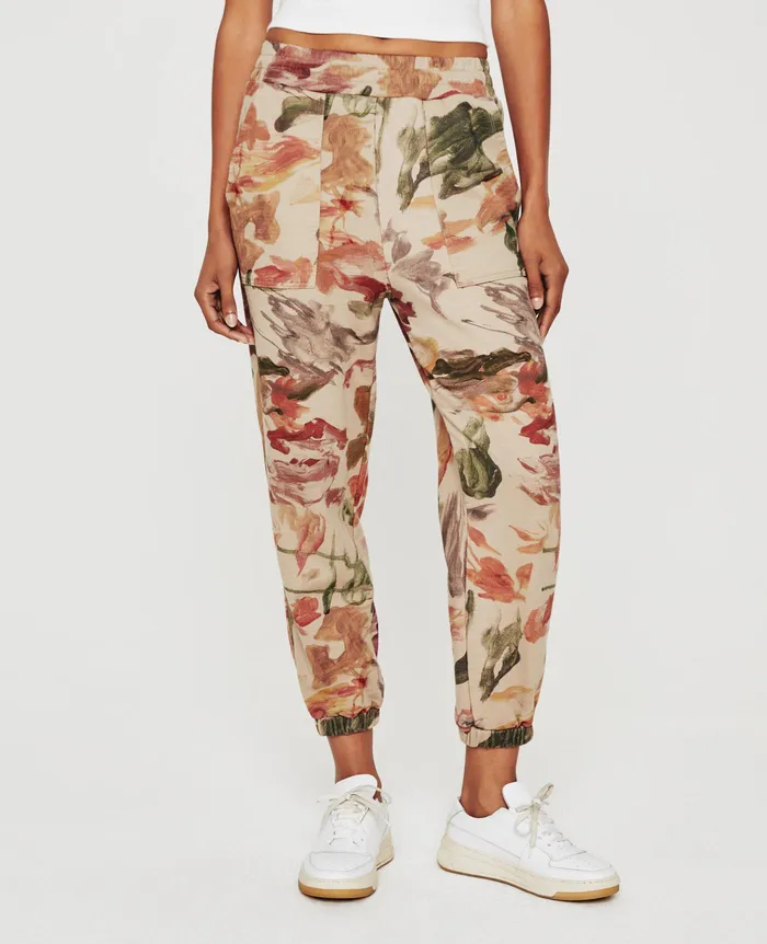 AG Jeans Pants Women Nova Sweatpant GARDEN CAMO NEUTRAL MULTI