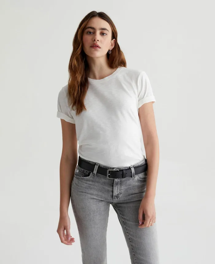 AG Jeans Tees and Tanks Women Jagger Crew 5 YEARS TRUE WHITE