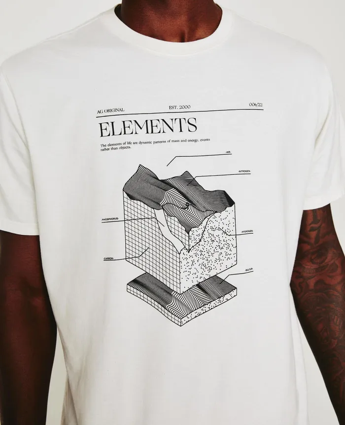 AG Jeans Tees Men Bryce Crew ELEMENT WHITE CREAM AG Jeans Tees Men Bryce Crew ELEMENT WHITE CREAM