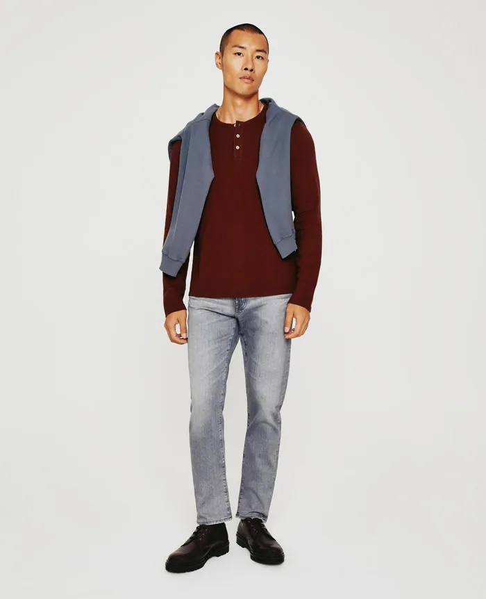 AG Jeans Tees Men Bryce Long Sleeve Henley DARK SANGRIA