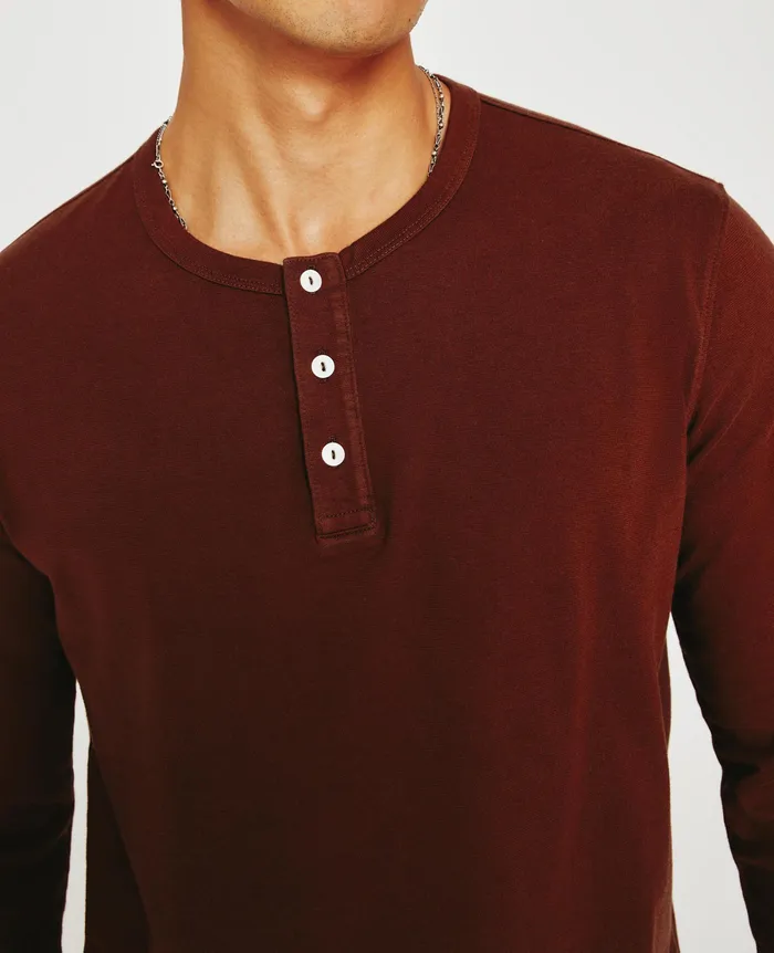 AG Jeans Tees Men Bryce Long Sleeve Henley DARK SANGRIA