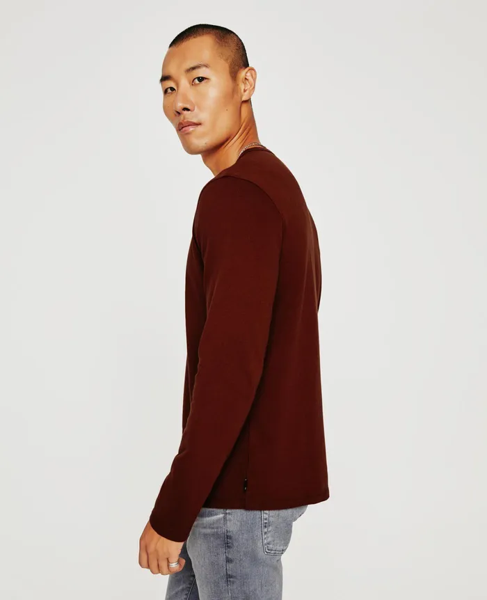 AG Jeans Tees Men Bryce Long Sleeve Henley DARK SANGRIA