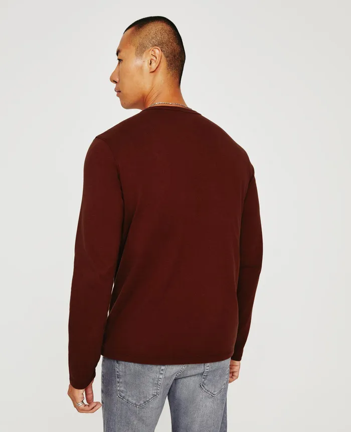AG Jeans Tees Men Bryce Long Sleeve Henley DARK SANGRIA