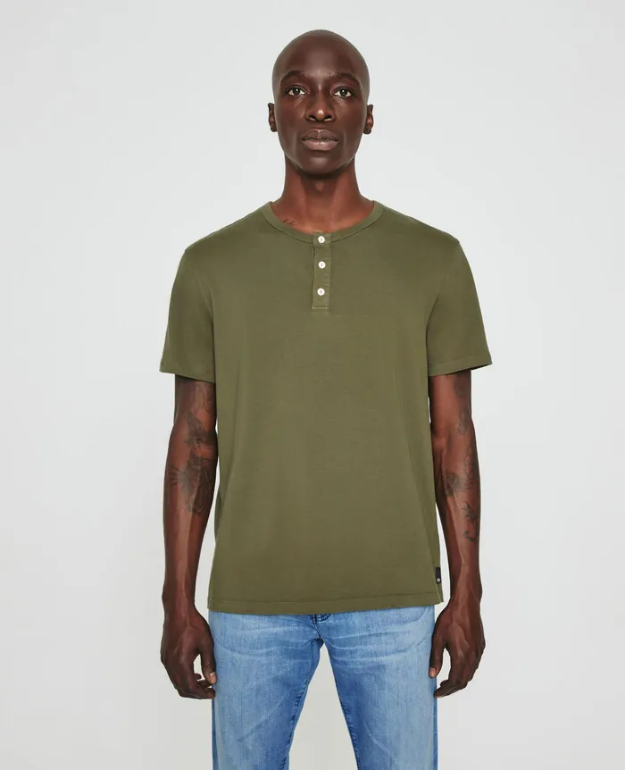AG Jeans Tees Men Bryce Short Sleeve Henley SHADY MOSS