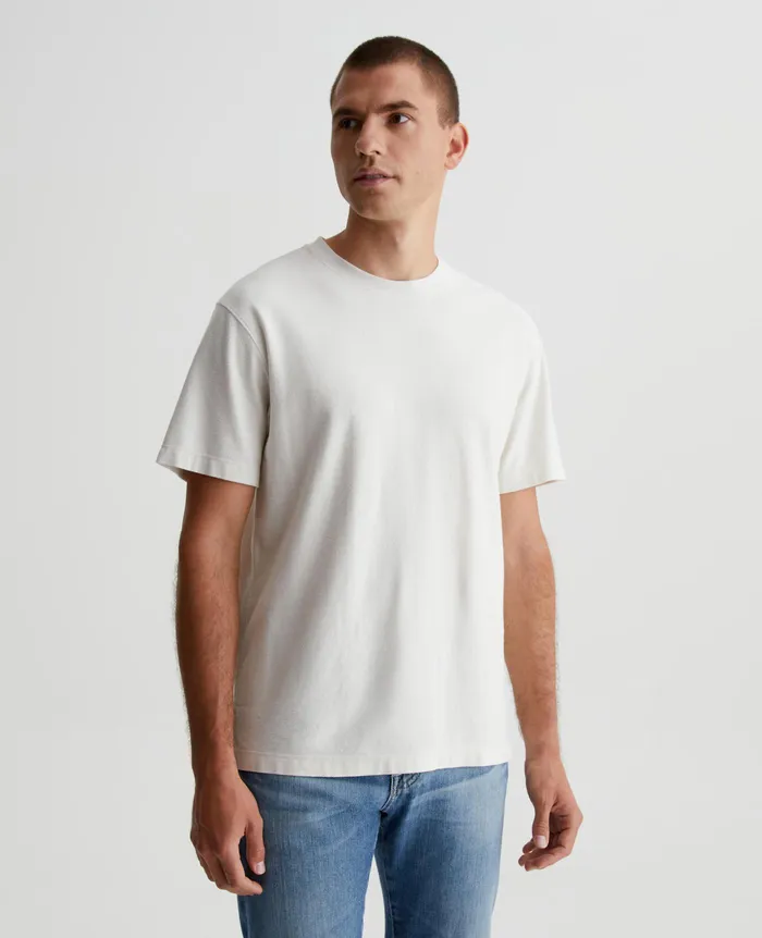 AG Jeans Tees Men Wesley Crew IVORY DUST