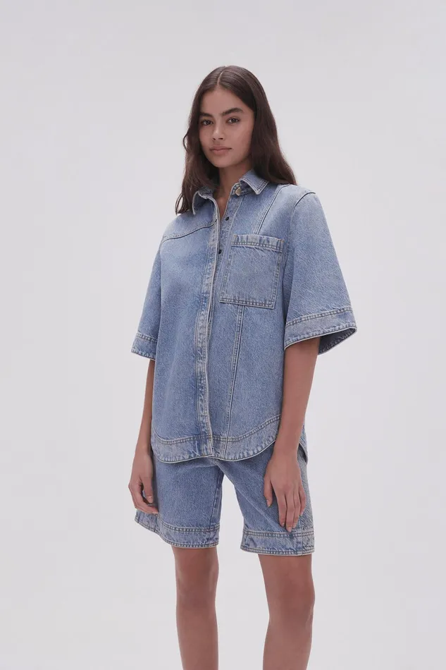 Aje Aje X Outland Denim Top Coastal Blue Women Tops