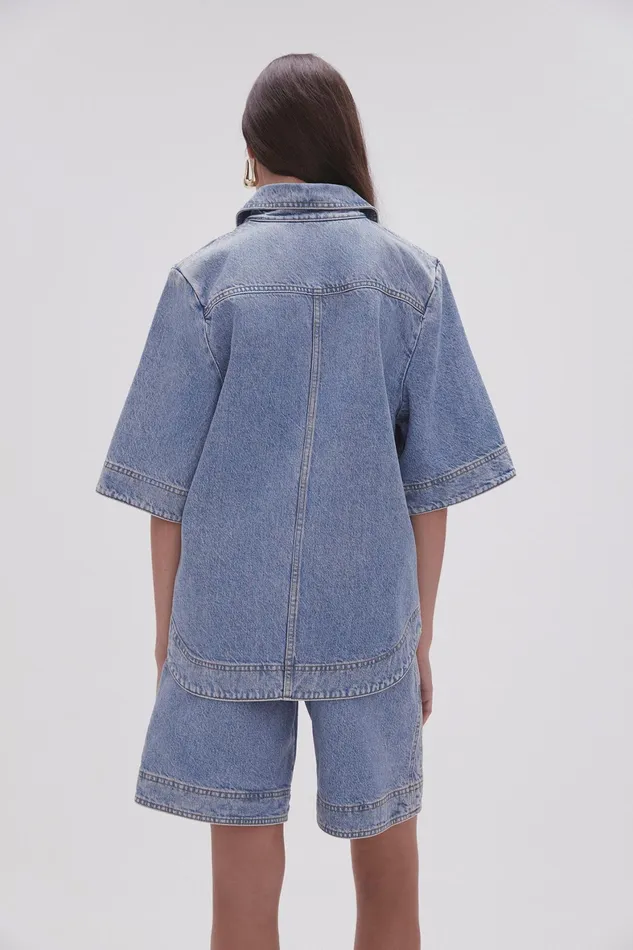 Aje Aje X Outland Denim Top Coastal Blue Women Tops