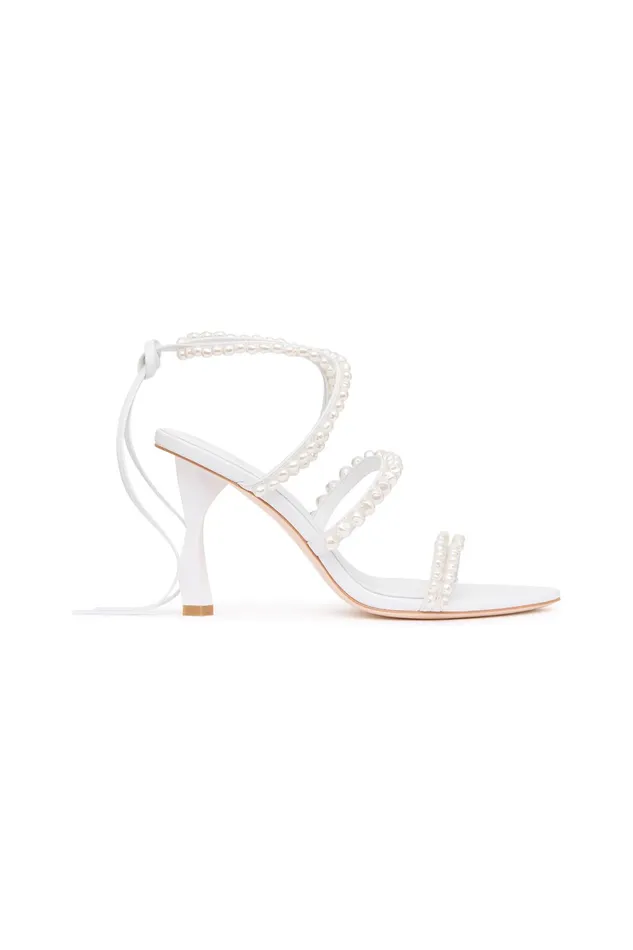 Aje Alba Pearl Sculptural Heel White Women Shoes