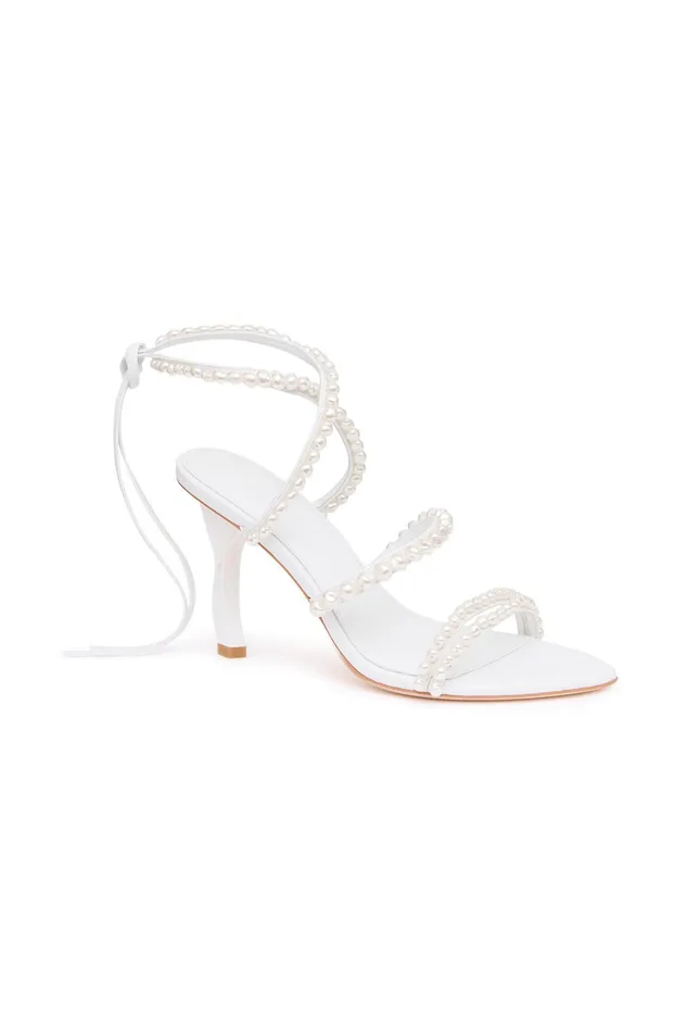 Aje Alba Pearl Sculptural Heel White Women Shoes
