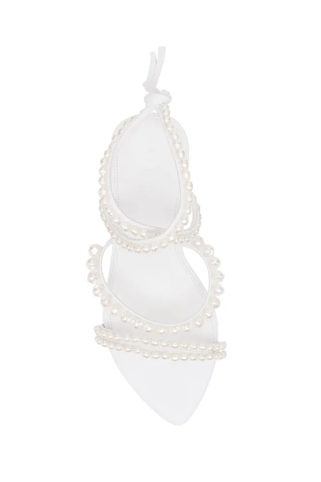 Aje Alba Pearl Sculptural Heel White Women Shoes