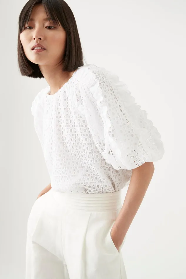 Aje Alexa Broderie Top Ivory Women Tops