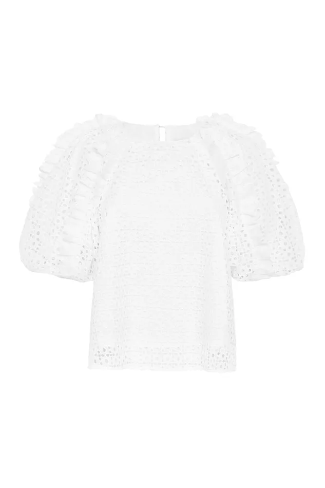 Aje Alexa Broderie Top Ivory Women Tops