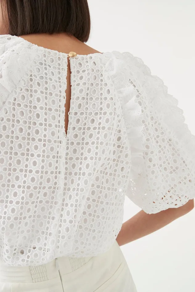 Aje Alexa Broderie Top Ivory Women Tops