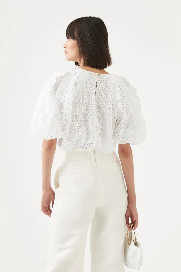 Aje Alexa Broderie Top Ivory Women Tops