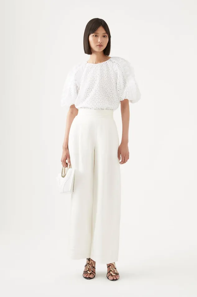 Aje Alexa Broderie Top Ivory Women Tops