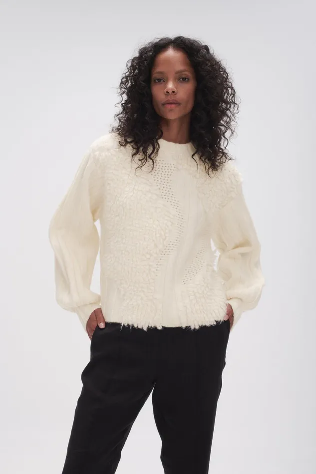 Aje Botanica Knit Jumper Ivory Women Knitwear and Jumpers