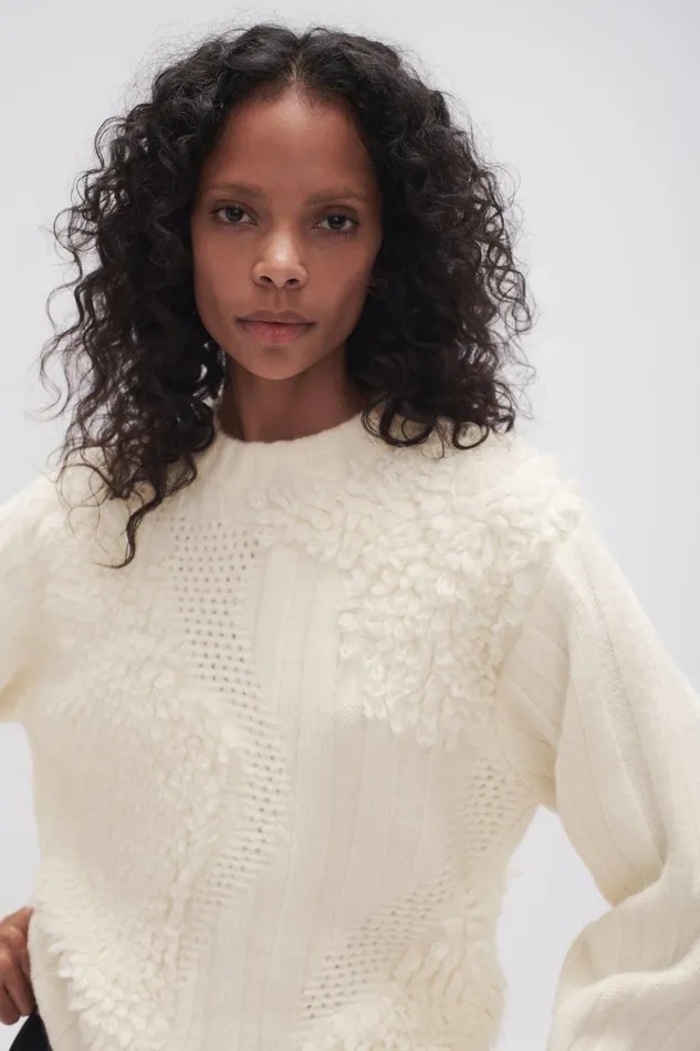 Aje Botanica Knit Jumper Ivory Women Knitwear and Jumpers
