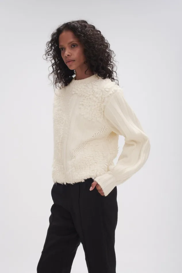 Aje Botanica Knit Jumper Ivory Women Knitwear and Jumpers