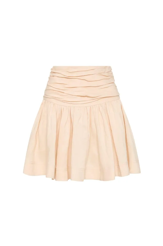 Aje Cari Ruched Waist Mini Skirt Coconut Cream Women Skirts