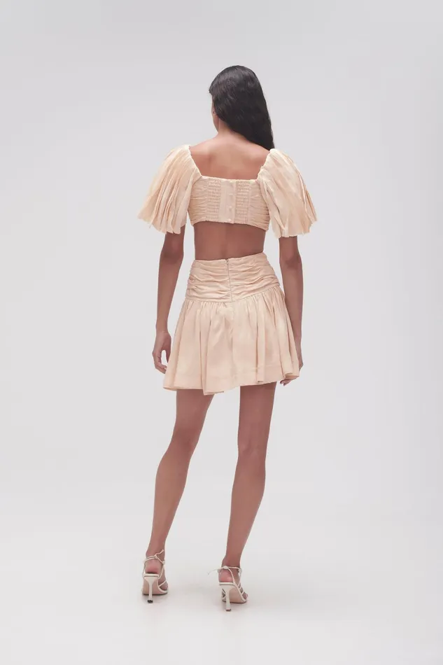 Aje Cari Ruched Waist Mini Skirt Coconut Cream Women Skirts