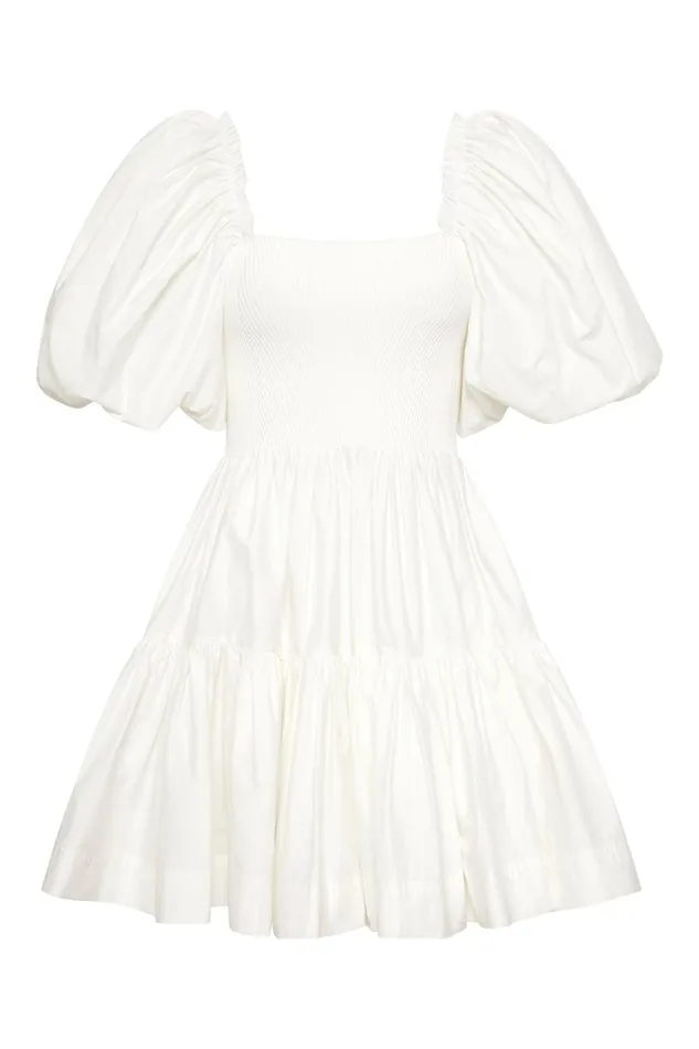 Aje Casa Puff Sleeve Mini Dress Ivory Women Dresses