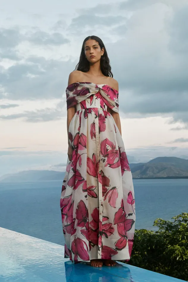 Aje Cordelia Corseted Maxi Dress Falling Florals Women Dresses