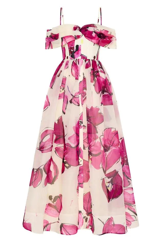 Aje Cordelia Corseted Maxi Dress Falling Florals Women Dresses