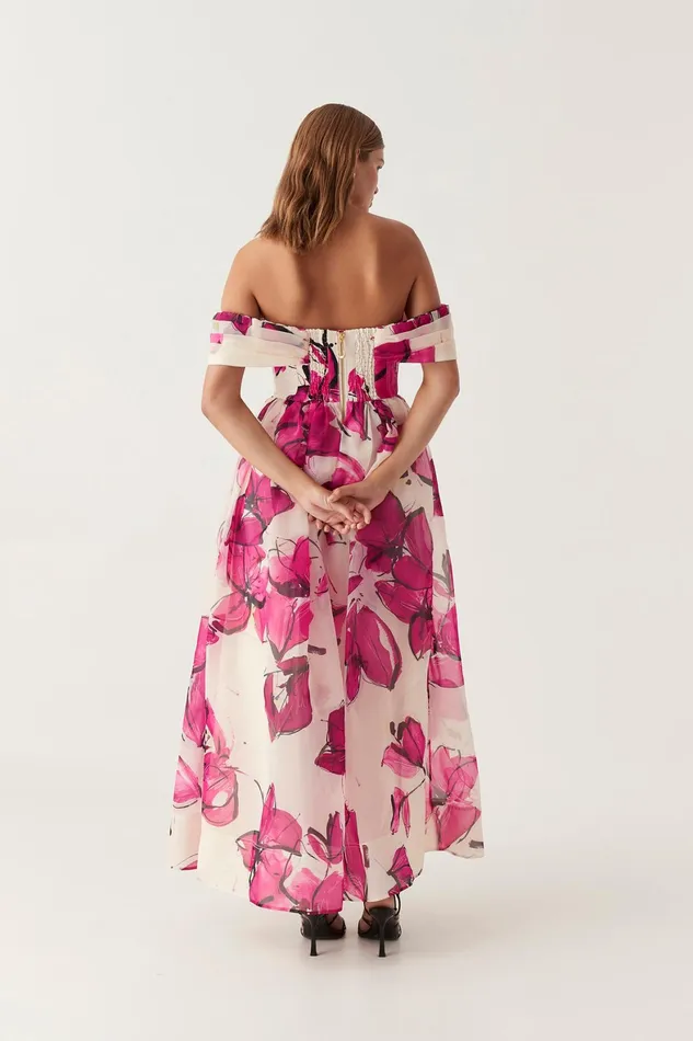 Aje Cordelia Corseted Maxi Dress Falling Florals Women Dresses