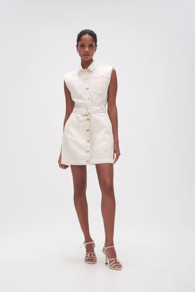 Aje Darcie Denim Mini Dress White Women Denim