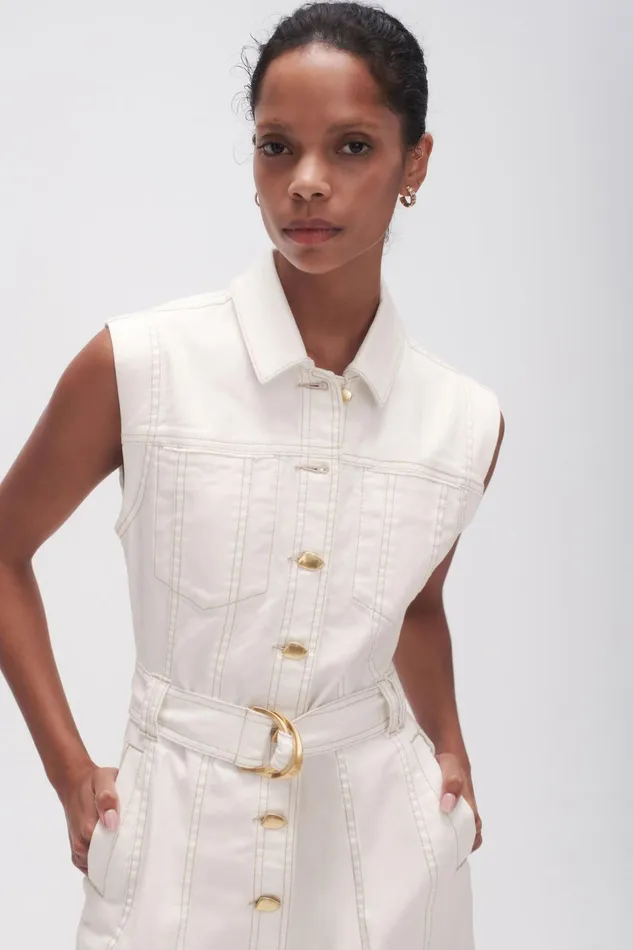Aje Darcie Denim Mini Dress White Women Denim