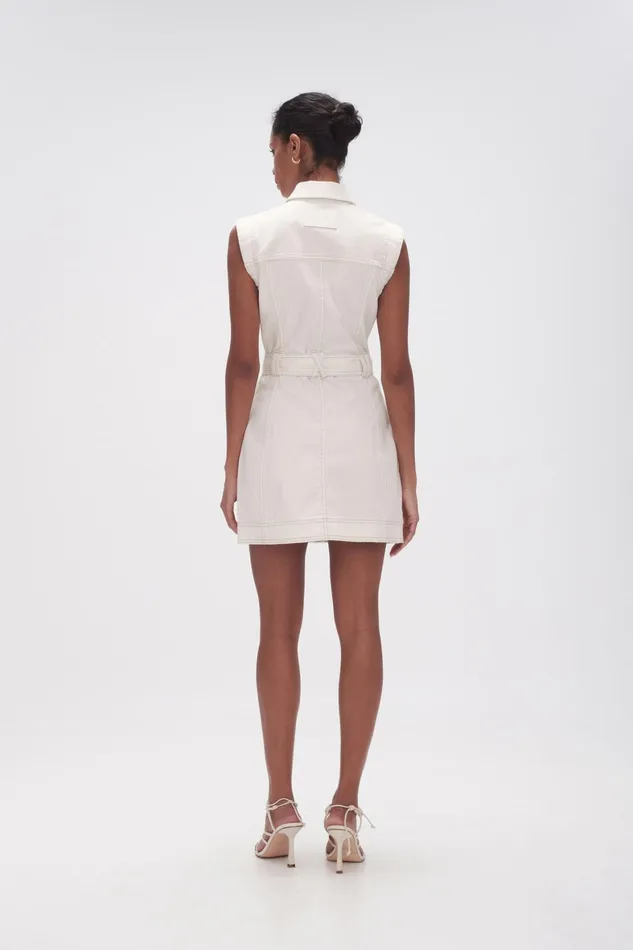 Aje Darcie Denim Mini Dress White Women Denim