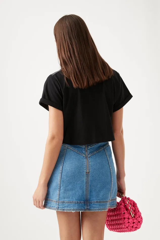 Aje Enya Embellished Cropped Tee Blackwhite Women Tees