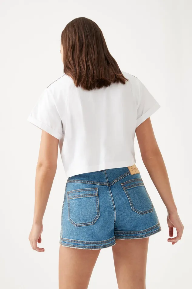 Aje Enya Embellished Cropped Tee Whiteblack Women Tees