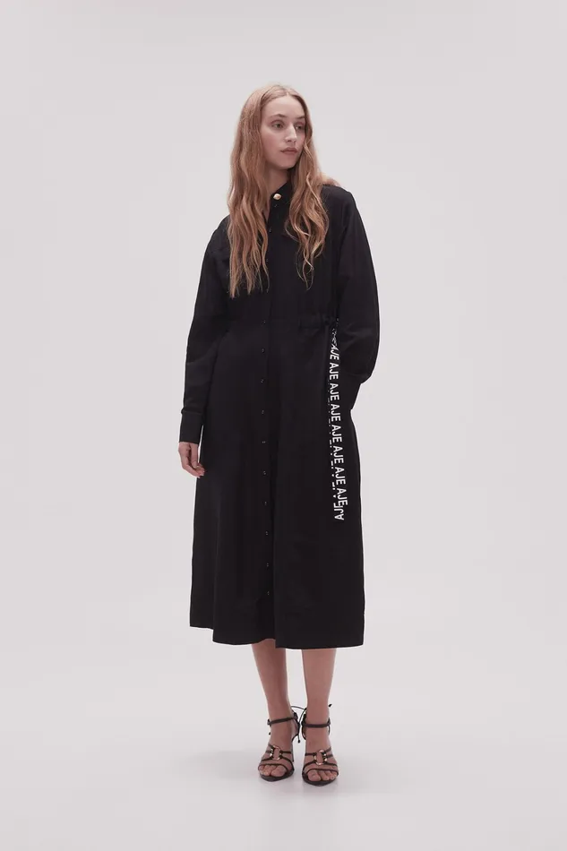 Aje Eternal Logo Midi Dress Black Women Dresses