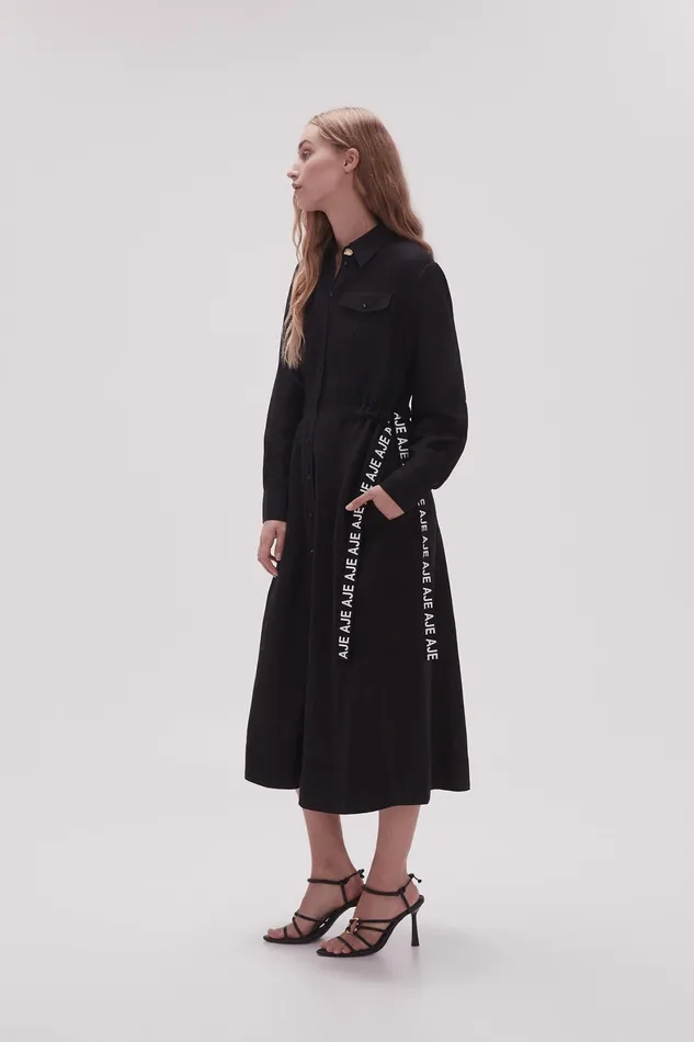 Aje Eternal Logo Midi Dress Black Women Dresses