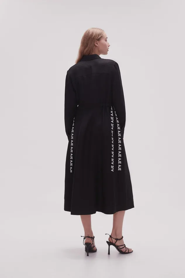 Aje Eternal Logo Midi Dress Black Women Dresses
