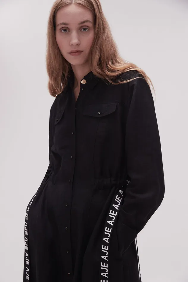 Aje Eternal Logo Midi Dress Black Women Dresses